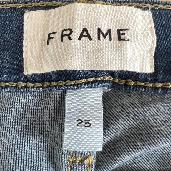 FRAME LE GARÇON MID-RISE STRAIGHT GIRLFRIEND JEANS LUPINE GRIND WOMEN'S SIZE‎ 25 - Picture 11 of 16